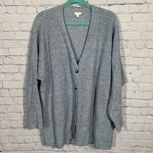 J.Jill Womens V-Neck Cardigan Blue Size 4X Casual Business Lagenlook